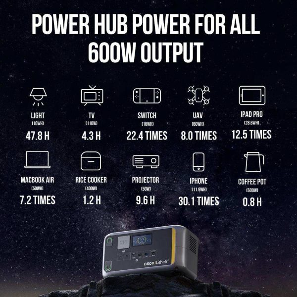 Litheli B600 Portable Power Station with solar panel| 600W 562Wh - Image 4