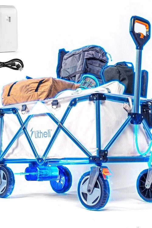 Litheli Electric Foldable Utility Camping Wagon with Power Bank